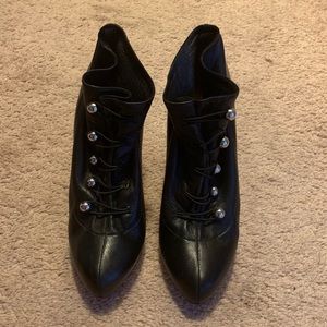 Christian Louboutin Blk Fifre Corset AnkleBoots 42